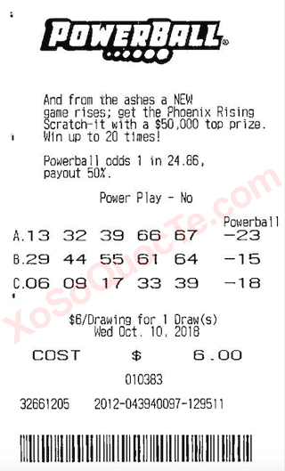 powerball lottery ticket