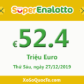 Jackpot của xổ số tự chọn Ý SuperEnalotto sau đêm Noel đã tăng giá trị lên 52.4 triệu Euro