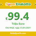 Kết quả ngày 29/01/2021; Jackpot xổ số SuperEnalotto lên mốc €99.4 triệu Euro