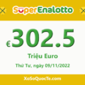 Kết quả ngày 06/11/2022; Jackpot xổ số tự chọn SuperEnalotto là €302.5 triệu Euro